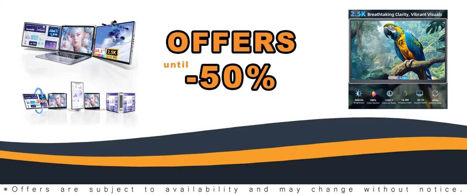 2.5K triple laptop screen extender monitor compatible with Windows Chrome Dex