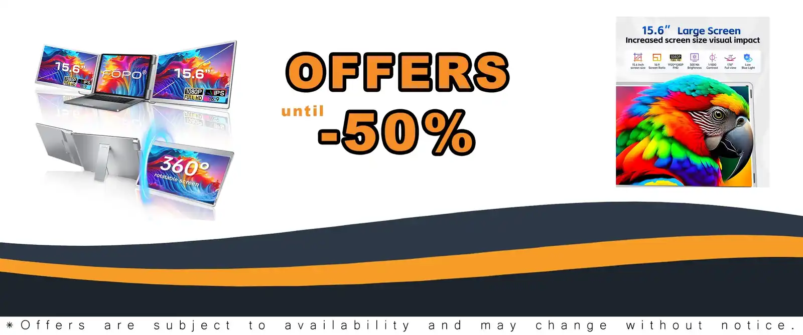 15.6 inch triple laptop screen extender with 360° rotation for 13-17 inch laptops